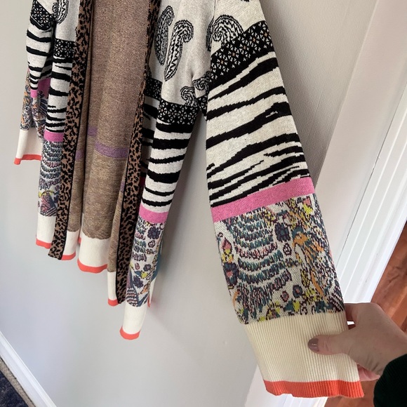 ANTHROPOLOGIE Bricolage Mixed Print Zebra Paisley Cardigan Kimono Oversized Sz S - Picture 6 of 15